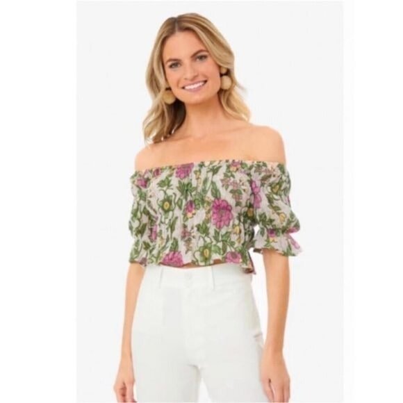 NEW Banjanan Size Large Blouse Floral Off The Shoulder Cora Top Freyja Flower - Picture 1 of 10
